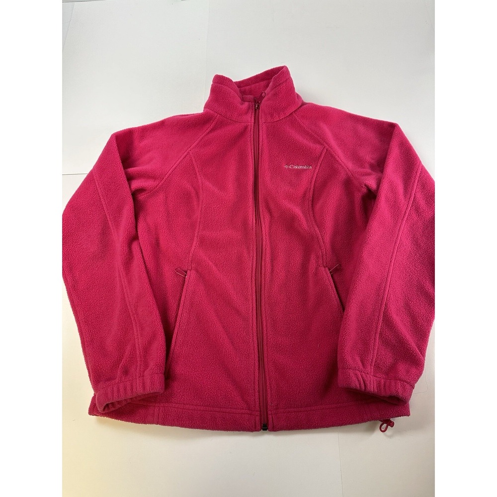 Columbia Women's Fleece Jacket Size Medium full zip 2 pockets Pink